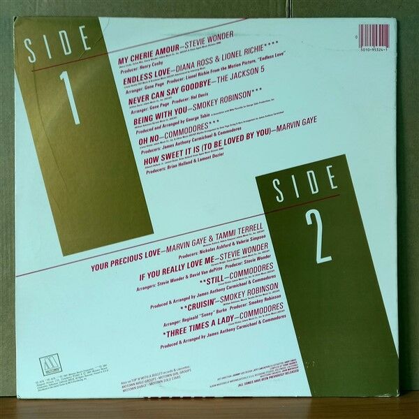 TOP TEN WITH A BULLET - ''MOTOWN LOVE SONGS'' / STEVIE WONDER, DIANA ROSS & LIONEL RICHIE, THE JACKSON 5, SMOKEY ROBINSON, MARVIN GAYE, COMMODORES (1984) - LP 2.EL PLAK