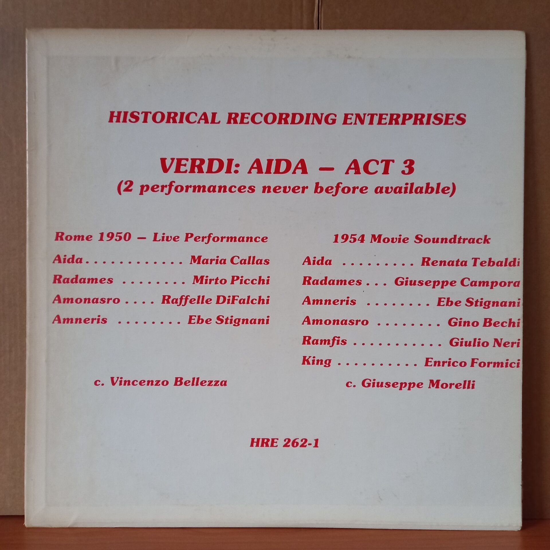 VERDI: AIDA - ACT 3 / MARIA CALLAS, RENATA TEBALDI, MIRTO PICCHI, GIUSEPPE CAMPORA, VINCENZO BELLEZZA, GIUSEPPE MORELLI - LP 2.EL PLAK