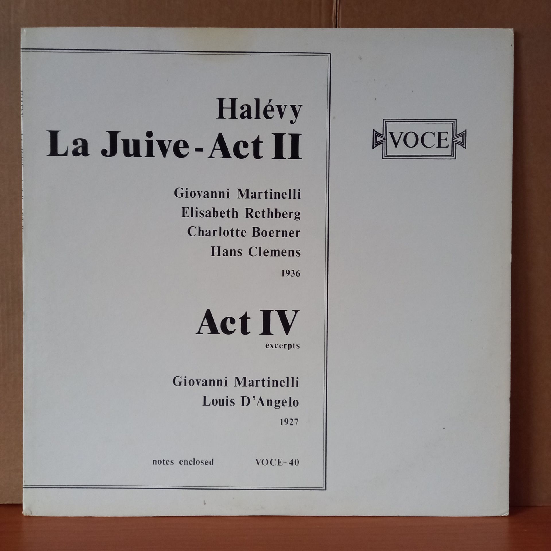 HALEVY: LA JUIVE - ACT II ; ACT IV EXCERPTS / GIOVANNI MARTINELLI, ELISABETH RETHBERG, CHARLOTTE BOERNER, HANS CLEMENS, LOUIS D'ANGELO, GAETANO MEROLA, SAN FRANCISCO SYMPHONY ORCHESTRA - LP 2.EL PLAK