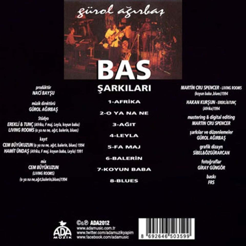 GÜROL AĞIRBAŞ - BAS ŞARKILARI (1995) 2012 ADA MÜZİK BASKI CD SIFIR