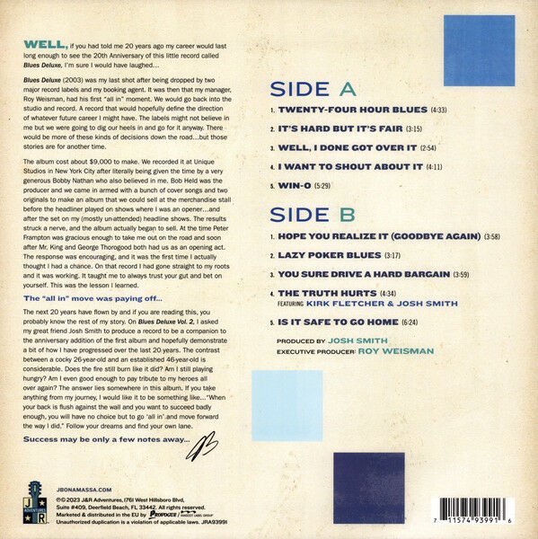 JOE BONAMASSA – BLUES DELUXE VOL. 2 (2023) - LP BLUE VINYL SIFIR PLAK