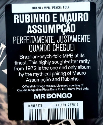 RUBINHO E MAURO ASSUMPOAO - PERFEITAMENTE JUSTAMENTE QUANDO CHEGUEI (1972) - LP LATIN BRAZILIAN PSYCHEDELIC FOLK 2023 EDITION SIFIR PLAK