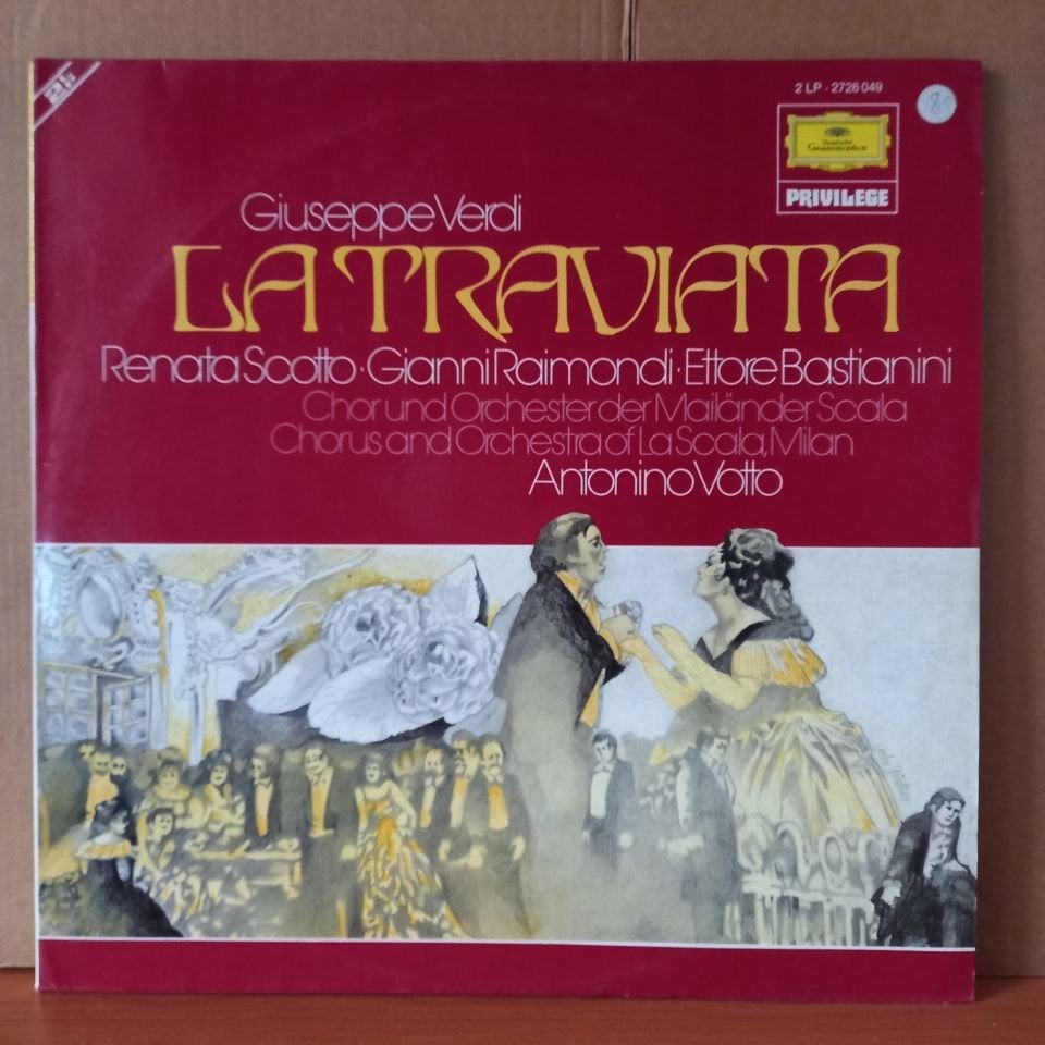 GIUSEPPE VERDI: LA TRAVIATA / RENATA SCOTTO, GIANNI RAIMONDI, ETTORE BASTIANINI , MAESTRO DEL CORO : NORBERTO MOLA, CHORUS UND ORCHESTER DER MAILÄNDER SCALA, ANTONINO VOTTO - 2LP 2.EL PLAK