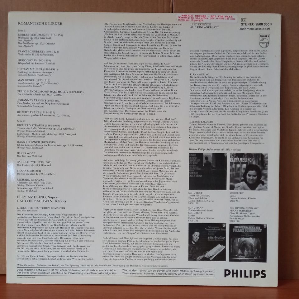 ELLY AMELING / DALTON BALDWIN – ROMANTISCHE LIEDER (1976) - LP 2.EL PLAK