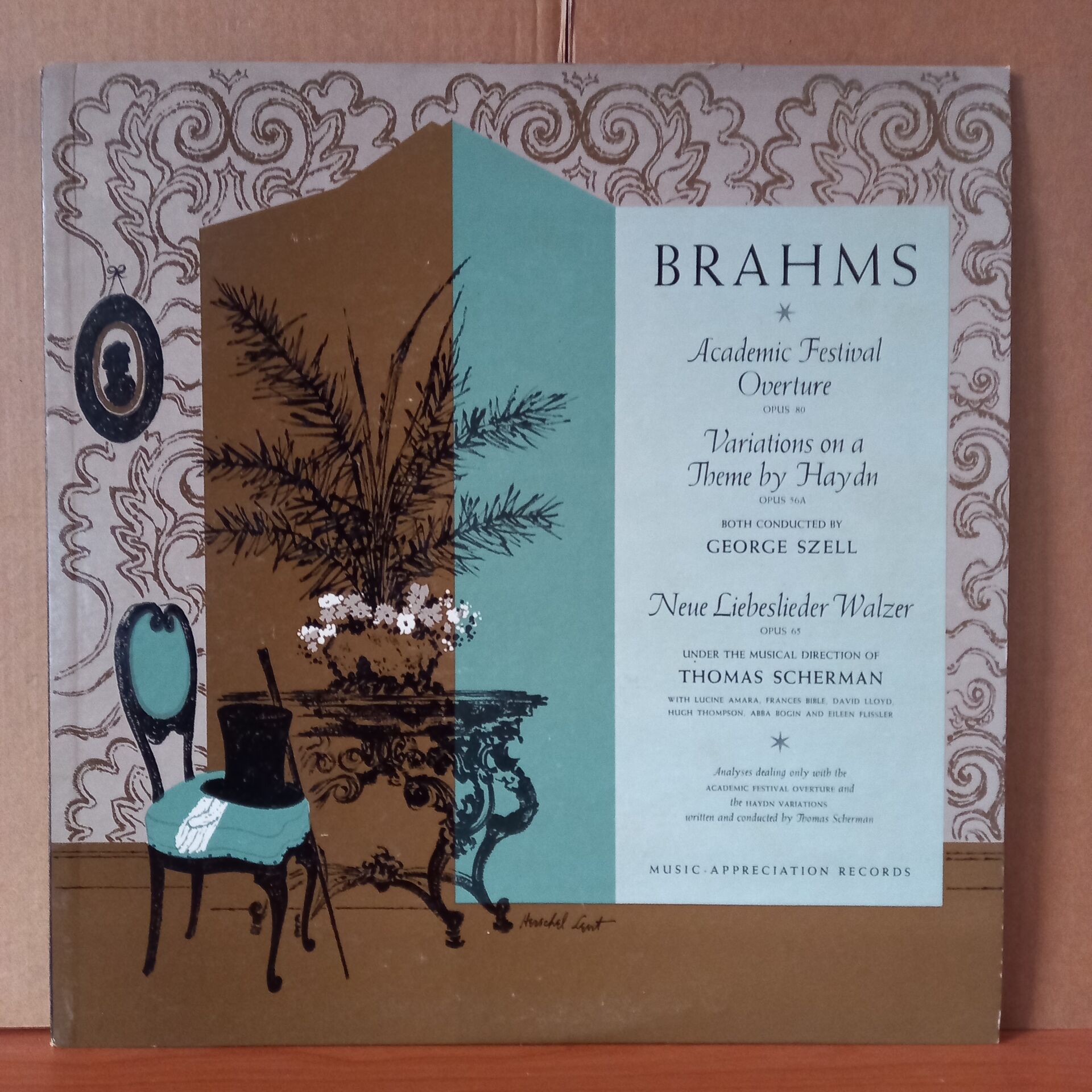 BRAHMS: ACADEMIC FESTIVAL OVERTURE, VARIATIONS ON A THEME BY HAYDN / GEORGE SZELL, THOMAS SCHERMAN (1957) - LP + 10 INCH 2.EL PLAK
