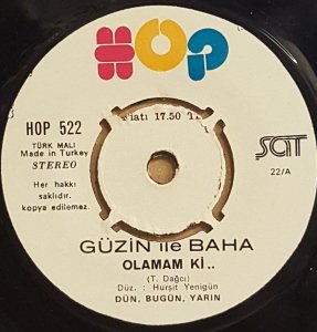 GÜZİN İLE BAHA - ÇAL ÇAL ÇAL / OLAMAM Kİ - 7'' 45 DEVİR KAPAKLI HOP/ŞAT 2.EL