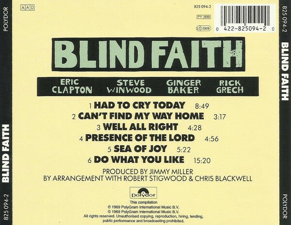 BLIND FAITH - BLIND FAITH (1969) - CD SIFIR