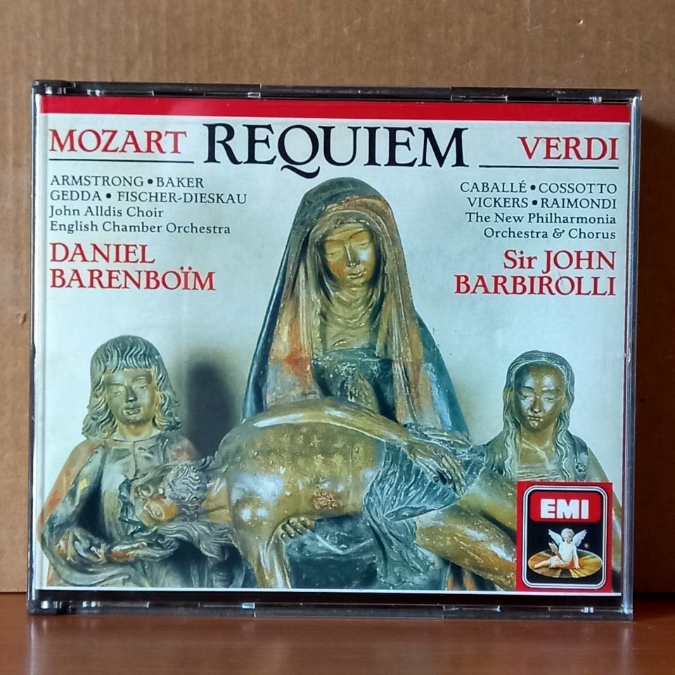 MOZART: REQUIEM / ARMSTRONG, BAKER, GEDDA, FISCHER-DIESKAU, JOHN ALLDIS CHOIR, ENGLISH CHAMBER ORCHESTRA, DANIEL BARENBOIM / VERDI: REQUIEM / CABALLE, COSSOTTO, VICKERS, RAIMONDI, THE NEW PHILHARMONIA ORCHESTRA AND CHORUS (1990) - 2CD 2.EL