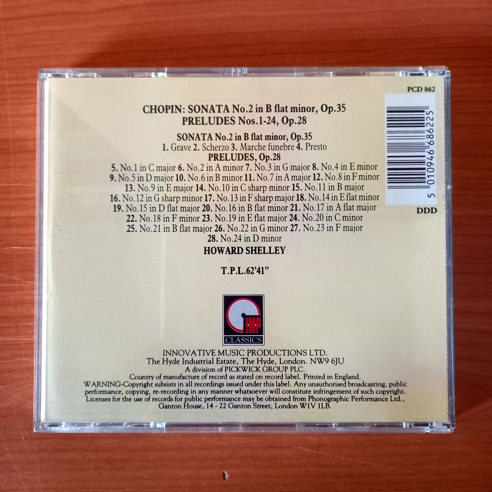 CHOPIN: SONATA NO. 2 IN B FLAT MINOR, OP. 35 / PRELUDES NOS. 1 - 24, OP. 28 / HOWARD SHELLEY (1987) - CD 2.EL