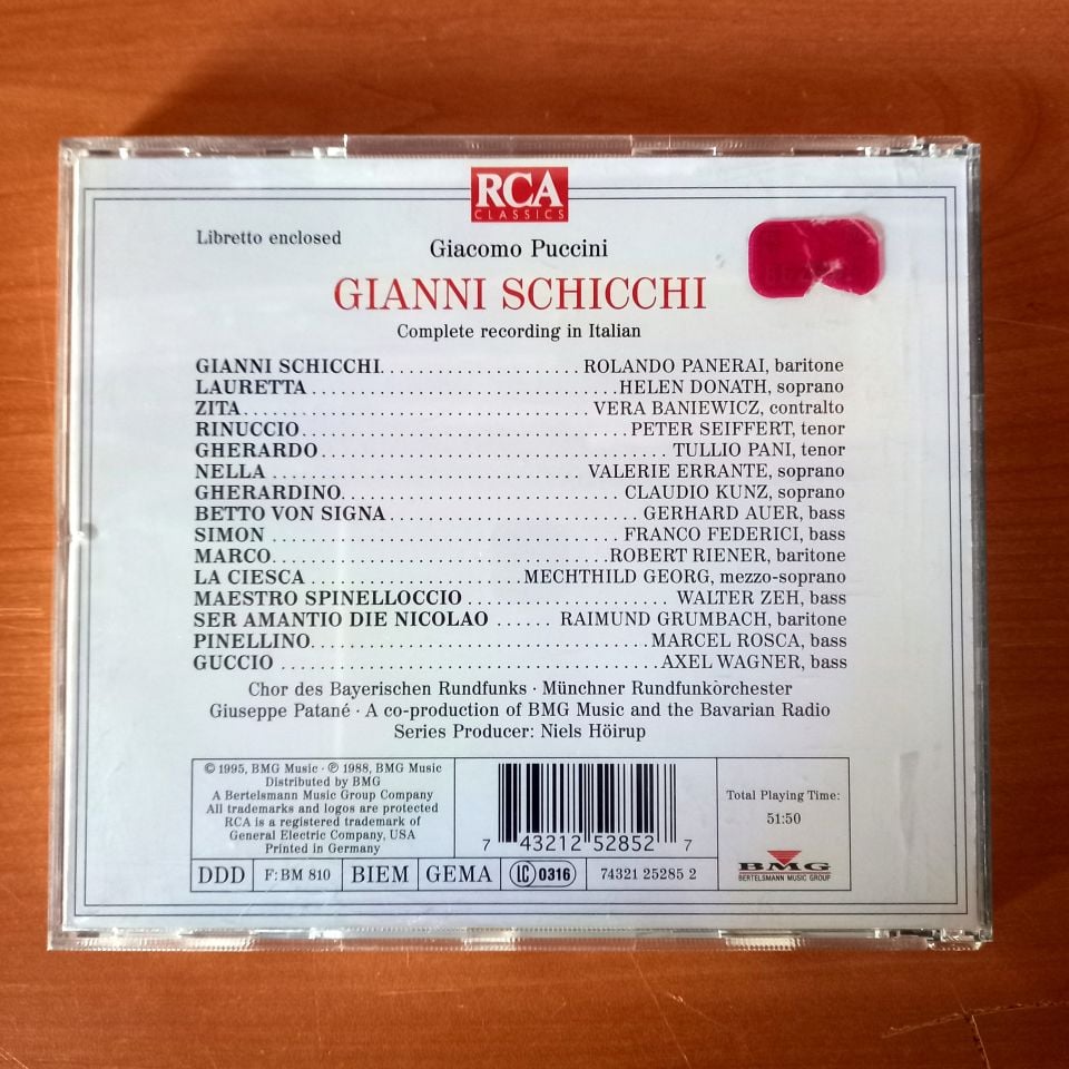 GIANNI SCHICCHI / PUCCINI / PANERAI, MÜNCHNER RUNDFUNKORCHESTER, GIUSEPPE PATANE (1995) - CD 2.EL