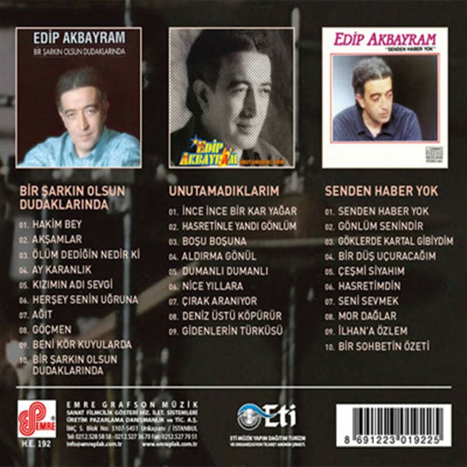 EDİP AKBAYRAM - ARŞİV VOL 2 BİR ŞARKIN OLSUN DUDAKLARIMDA 7 UNUTAMADIKLARIM / SENDEN HABER YOK - 3CD DIGIPACK SIFIR