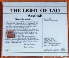 AEOLIAH - THE LIGHT OF TAO (1984) - CD REMASTERED 1989 OREADE MUSIC REISSUE 2.EL