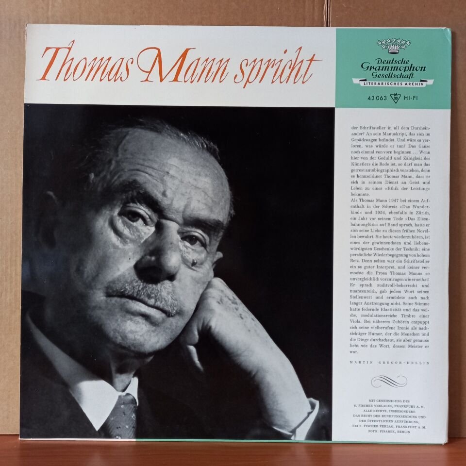 THOMAS MANN SPRICHT ZWEI ERZAHLUNGEN: DAS EISENBAHNUNGÜCK / DAS WUNDERKIND (1965) - LP 2.EL PLAK