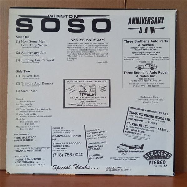 WINSTON SOSO – ANNIVERSARY JAM (1987) - LP 2.EL PLAK