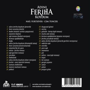 ADINI FERİHA KOYDUM - ORİJİNAL DİZİ MÜZİKLERİ / SOUNDTRACK - CEM TUNCER, NAİL YURTSEVER (2012) - CD DIGIPAK AMBALAJINDA SIFIR