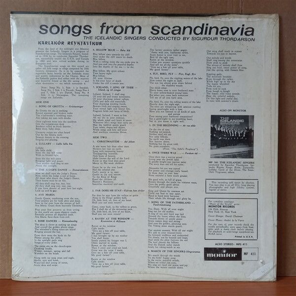 SONGS FROM SCANDINAVIA / KARLAKOR REYKJAVIKUR, SIGURDUR THORDARSEN (1964) - LP DÖNEM BASKISI SIFIR PLAK