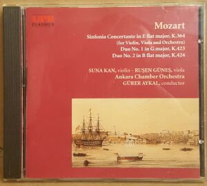 SUNA KAN (VIOLIN) RUŞEN GÜNEŞ (VIOLA) GÜRER AYKAL ANKARA CHAMBER ORCHESTRA - MOZART Sinfonia Concertante in E flat, K.364, Duo No.1 in G, K.423, Duo No.2 in B flat, K.424 (1994) - CD 2.EL