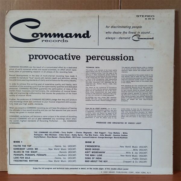 THE COMMAND ALL-STARS – PROVOCATIVE PERCUSSION (1959) - LP 2.EL PLAK