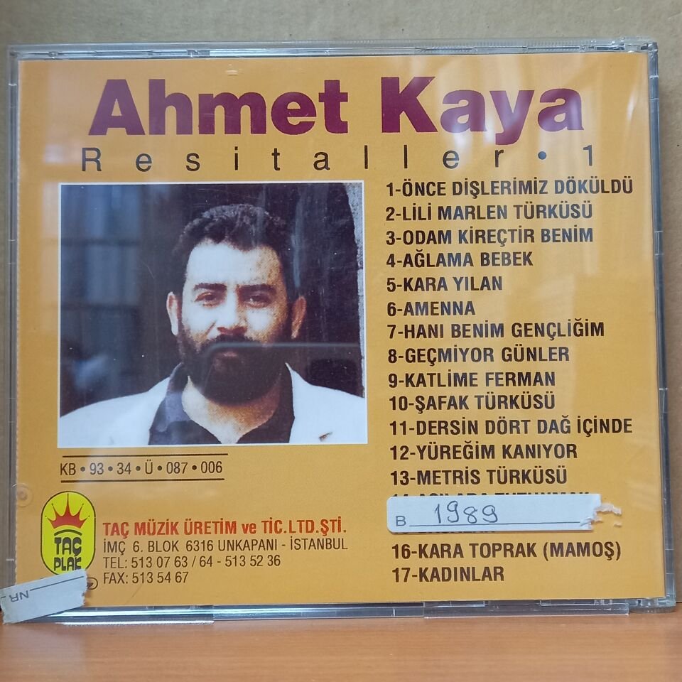 AHMET KAYA - RESİTALLER 1 (1993) - CD 2.EL