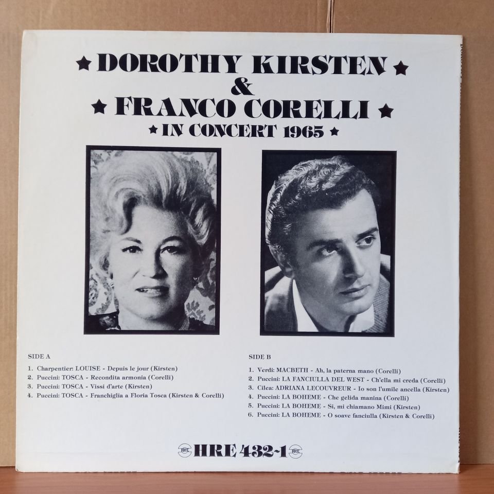 DOROTHY KIRSTEN & FRANCO CORELLI – IN CONCERT 1965 / PUCCINI, VERDI, CILEA, CHARPENTIER - LP 2.EL PLAK