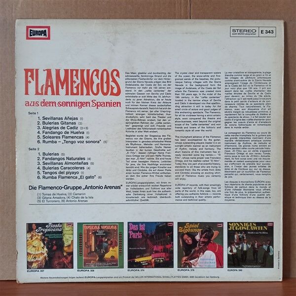 FLAMENCOS AUS DEM SONNIGEN SPANIENDIE / FLAMENCO-GRUPPE ANTONIO ARENAS - LP 2.EL PLAK