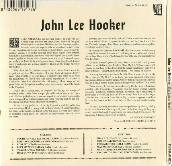 JOHN LEE HOOKER – JOHN LEE HOOKER /THE GALAXY ALBUM (2018) - CD LIMITED EDITION REISSUE REMASTERED GATEFOLD CARDBOARD SLEEVE SIFIR