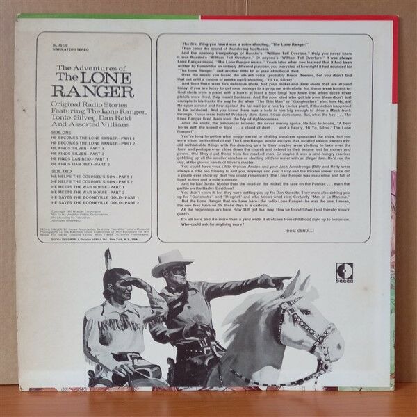 THE ADVENTURES OF THE LONE RANGER / GEO. W. TRENDLE (1969) - LP 2.EL PLAK