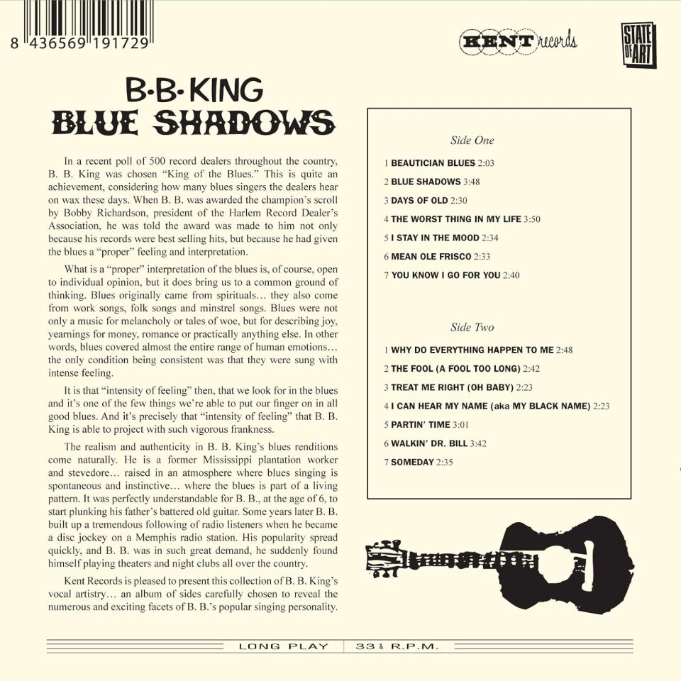 B.B.KING-BLUE SHADOWS: UNDERRATED KEND RECORDINGS 1958-1962 (2018) - CD DIGIPACK SIFIR