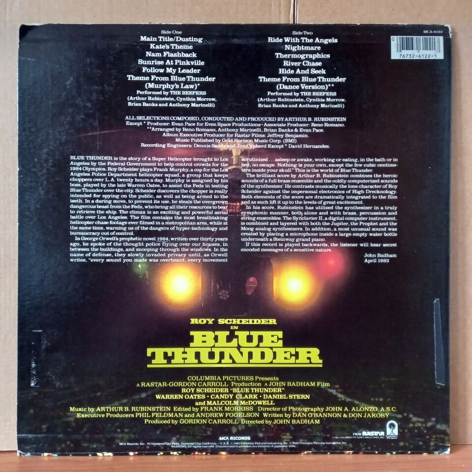 BLUE THUNDER / MUSIC FROM THE ORIGINAL MOTION PICTURE SOUNDTRACK / ARTHUR B. RUBINSTEIN (1983) - LP 2.EL PLAK