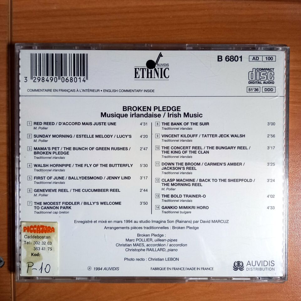 BROKEN PLEDGE – MUSIQUE IRLANDAISE / IRISH MUSIC (1994) - CD 2.EL