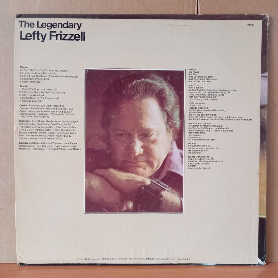 LEFTY FRIZZELL – THE LEGENDARY LEFTY FRIZELL (1973) - LP 2.EL PLAK
