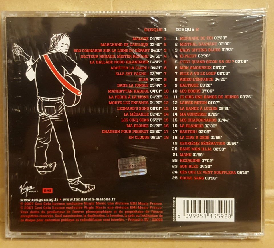 RENAUD - TOURNEE ROUGE SANG PARIS BERCY + HEXAGONE (2007) - 2CD LIVE ALBUM JEWEL CASE SIFIR