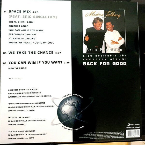 MODERN TALKING – SPACE MIX + WE TAKE THE CHANCE (1998) - 45RPM 12'' MAXI SINGLE 180GR 2023 LIMITED EDITION SILVER COLOURED VINYL SIFIR PLAK