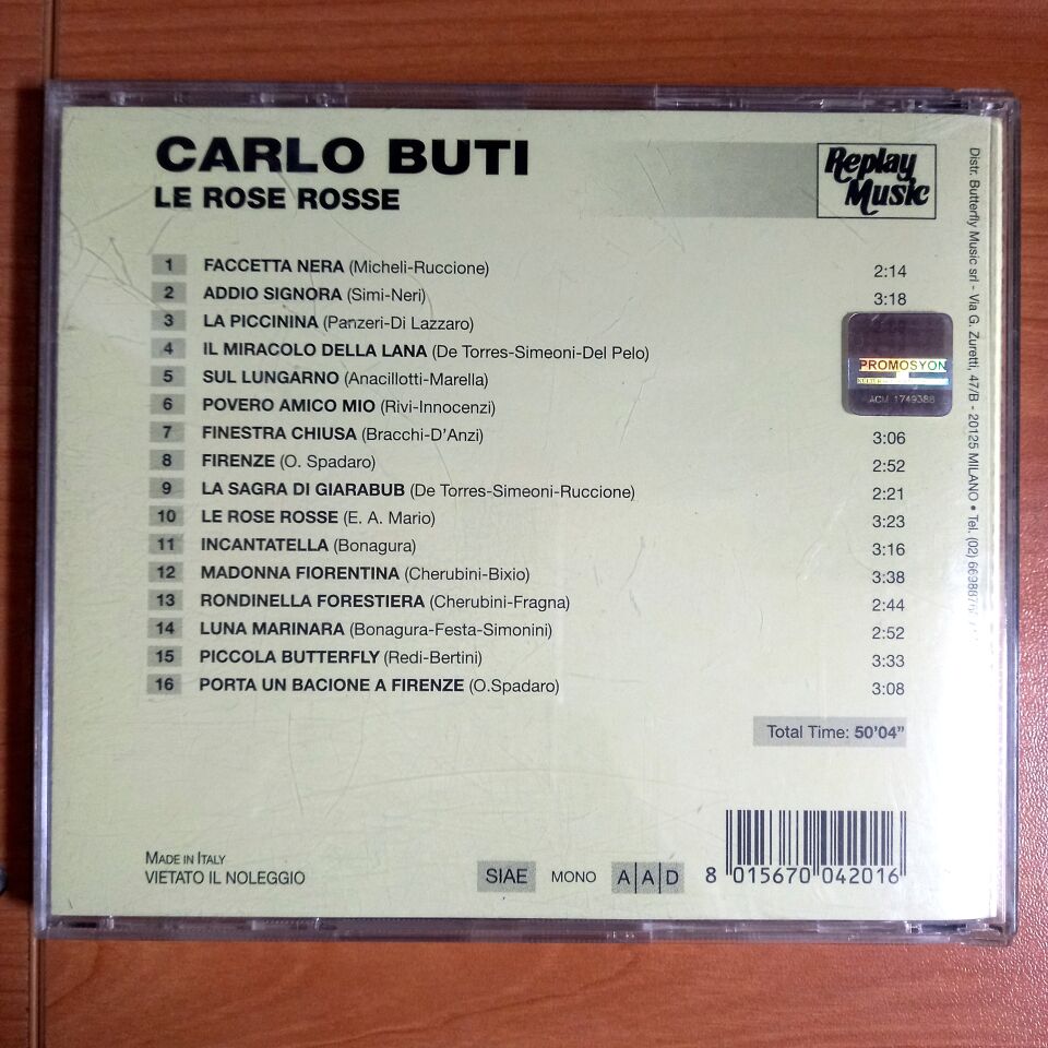 CARLO BUTI – LE ROSE ROSSE (2002) - CD COMPILATION 2.EL