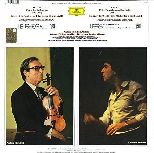 MENDELSSOHN - TSCHAIKOWSKY, NATHAN MILSTEIN - WIENER PHILHARMONIKER - CLAUDIO ABBADO – VIOLINKONZERTE = VIOLIN CONCERTOS (1973) - LP 2016 REISSUE SIFIR PLAK