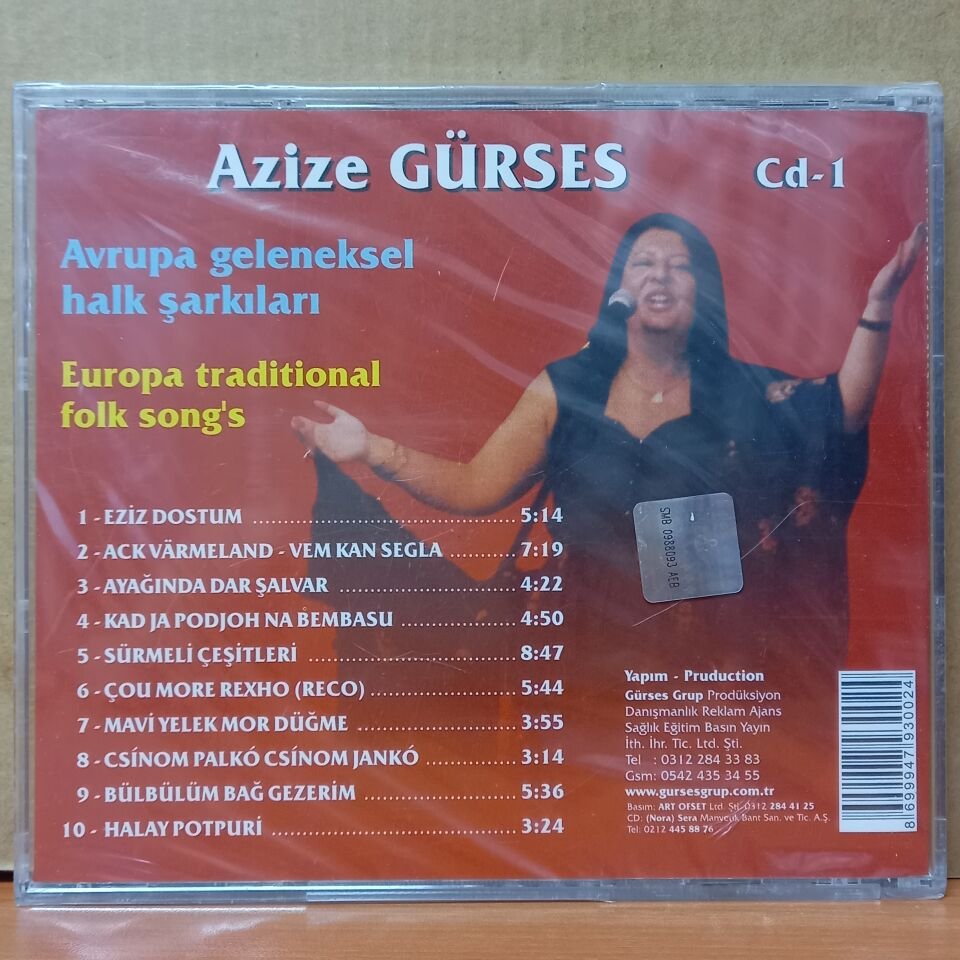 AZİZE GÜRSES - AVRUPA GELENEKSEL HALK ŞARKILARI - CD SIFIR