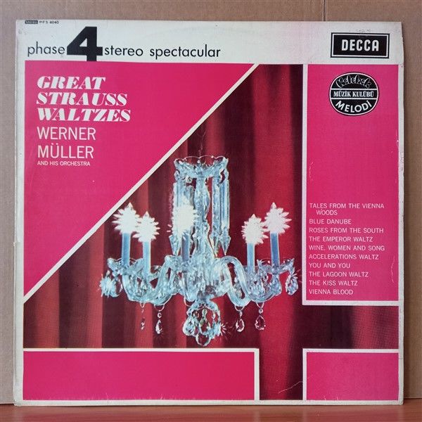 WERNER MÜLLER AND HIS ORCHESTRA – GREAT STRAUSS WALTZES - LP 2.EL YERLİ BASKI PLAK