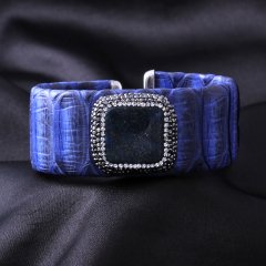 Lapis Lazuli Doğaltaşlı Hakiki Deri Bileklik