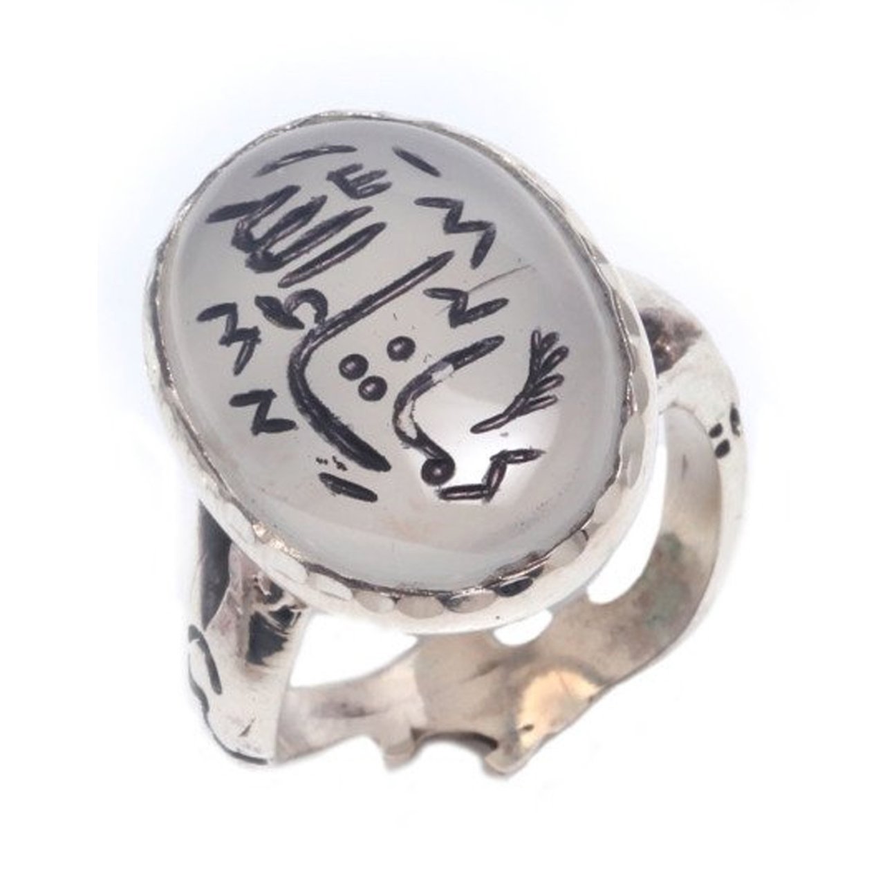 Ay Taşı Taşlı Arapça Maşallah Yazılı 925 Ayar Gümüş Yüzük