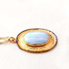 Mavi Opal Doğaltaşlı Gümüş Kolye