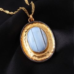 Mavi Opal Doğaltaşlı Gümüş Kolye