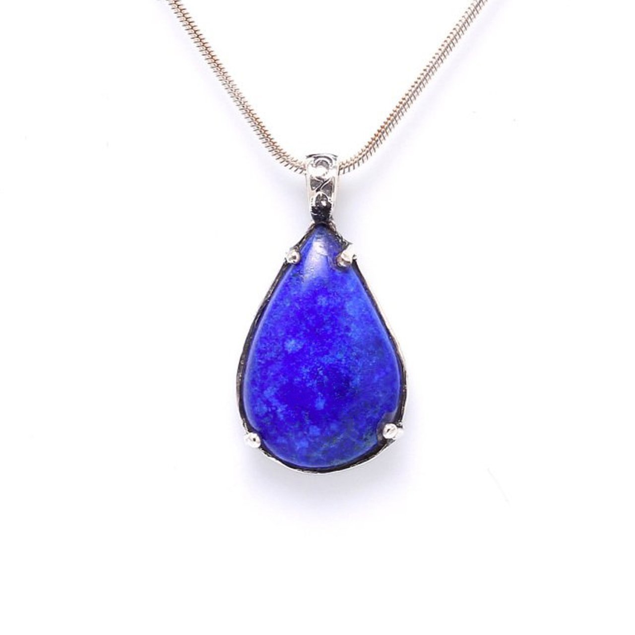 Lapis Lazuli Doğal Taşlı Özel Tasarım Gümüş Kolye Ucu