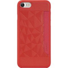 Ozaki O!coat Jelly + Pocket Ultra İnce Silikon Kılıf + Kart Yuvalı Sert Arka Kapak Apple iPhone 7-8 Silikon Kılıf Kırmızı