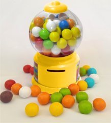 Kişiye Özel Fotoğraflı Doğum Günü Nostaljik Mini Sakız Makinası Sarı & Peluş Ayıcık Hediye Seti-4