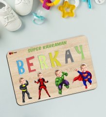 BK Toys Çocuklara Özel Süper Kahraman Konseptli Ahşap Eğitici Yapboz Puzzle
