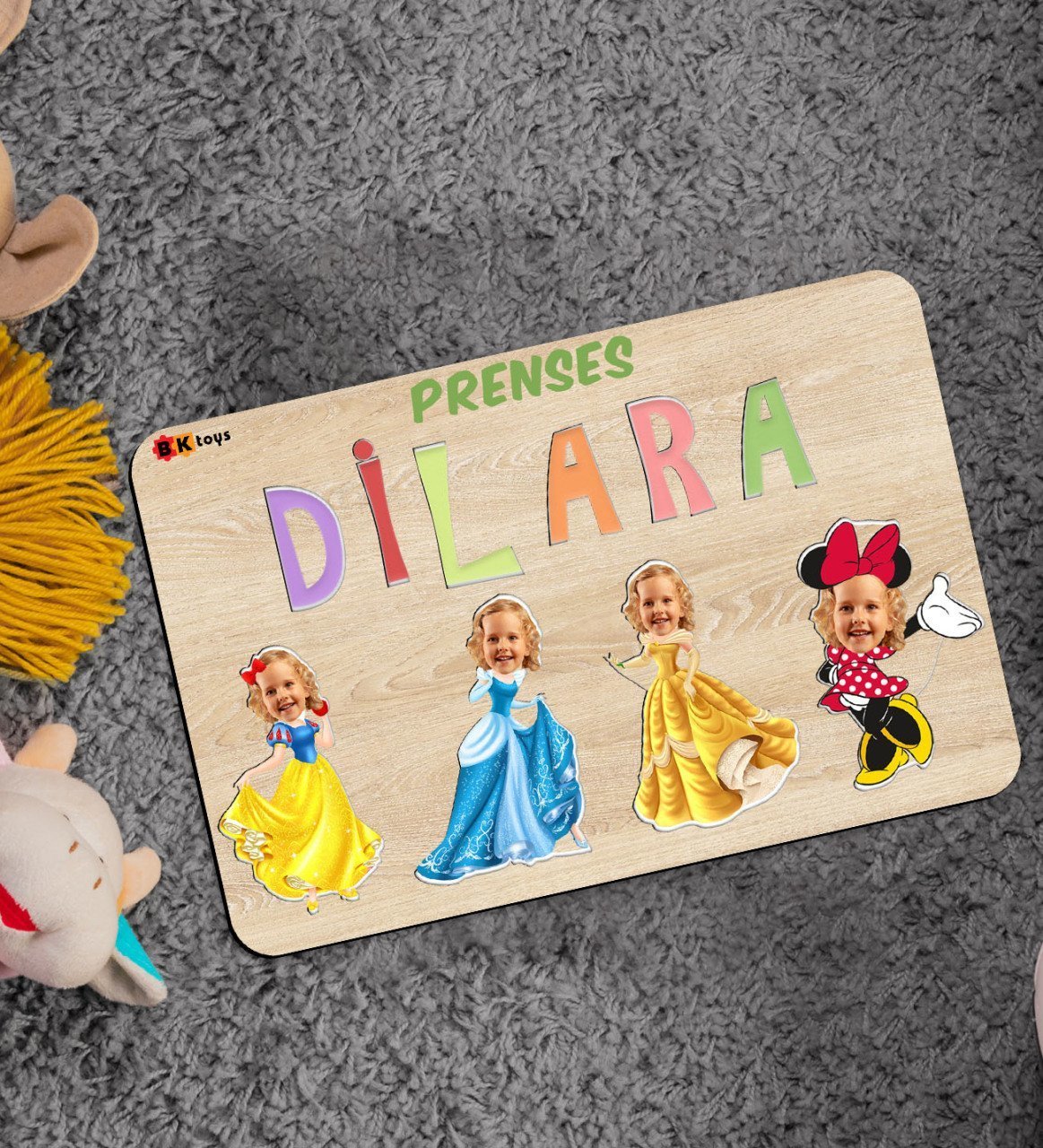 BK Toys Çocuklara Özel Prenses Konseptli Ahşap Eğitici Yapboz Puzzle