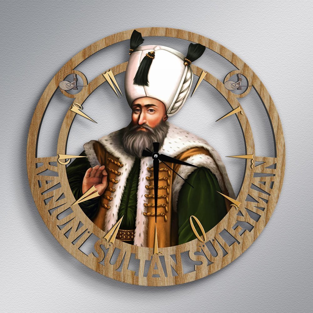 Kanuni Sultan Süleyman Ahşap Duvar Saati - Model A6
