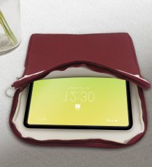BK Gift Kurukafa Tasarımlı Taşınabilir Koruyucu Tablet Kılıfı & Organizer Çanta - Bordo-6