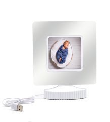 Kişiye Özel 3D Beyaz LED Işıklı Aynalı Fotoğraf Çerçevesi Mavi