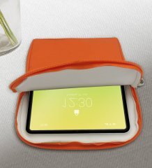 BK Gift Kurukafa Tasarımlı Taşınabilir Koruyucu Tablet Kılıfı & Organizer Çanta - Turuncu-1